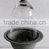 100574F-Antique Grey Metal and Glass Holder