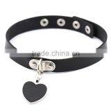 Wholesale Anime Rock Harajuku Punk Gothic Heart Necklace Pendant Leather Necklace Leather Collar Choker Necklace Bracelet thumbnail-4
