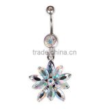 Marquise Flower Dangle Belly Button Ring