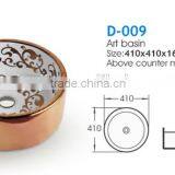 Copper Golden Color Sanitary Ware Ceramic Art Basin for Bathroom thumbnail-2