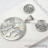 Butterfly Shaped Shell Stainless Steel Indian Jewellery Set Kundan