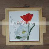 Ceramic Kitchen Serving Dish Tray With Wood Frame thumbnail-1