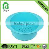 100% Food Grade Top Quality Food Grade Kitchenware Round Silicone Strainer With Handle to Wash Vegetable Fruit thumbnail-1
