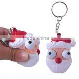 Promotional Eye Pop Out Squeeze Santa Claus Keychain toys