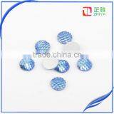 Resin Sew on Stone Round Shape With Fish Scales Red Color Flatback Rhinestone Beads thumbnail-2