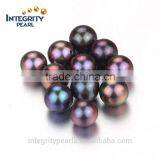 7.5-8mm AAA Natural Freshwater Black Round Pearl Loose Beads, Loose Pearl Beads, Peacock Pearl Beads thumbnail-1