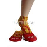 Haining GS custom yellow chips design heat transfer printing polyester women ankle sublimation socks