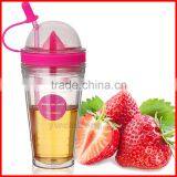 Fruit Infusing Infuser Water Bottle Sports Lemon Juice Bottle For Water Straw Coffee Milk Tea Cup Water Tumbler Child Bottles thumbnail-4