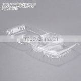 Clear Hinged BOPS Plastic Food Service Box Multi Compartment Clamshell Food Container thumbnail-1