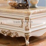 Marble Top Solid Wood Square End Table With Drawer thumbnail-1
