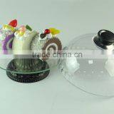 360 Degree Glass Dessert/cake Stand Holds up to 16cm With Clear Lid for Sale thumbnail-1