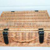 Empty Wicker Hamper / Empty Willow Picnic Basket With Leather and Willow Handle thumbnail-1