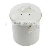 Enamel Antirust Garbage Can Metal Storage Container Trash Bin