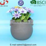 BSCI Audited Factory Grey Sand Surface Antique Ceramic Flower Pots thumbnail-2