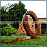 Contemporary Outdoor Simple Art Design Corten Steel Oval Shape Sculpture thumbnail-1