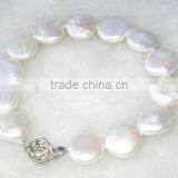 Hottest 3-4mm Coin Shape White Freshwater Pearl Bracelet thumbnail-1