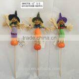 Straw and Fabric Scarecrow With Pumpkin for Halloween Decoration thumbnail-3