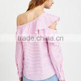 2017 New Blouse Neck Designs Pink Stripe Women Shirt LC8294 thumbnail-4