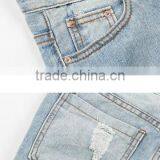 Frayed Solid Color Ninth Womens Fashion Jeans thumbnail-5