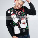 Custom Long Sleeve Crew Neck Without Hood Printed Black Men's 100% Cotton Casual Comfort Fit Breathable Pullover Sweatshirts thumbnail-1