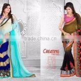 Season Special Designer Embroidery Saree With Blouse Material & Lace Border thumbnail-1