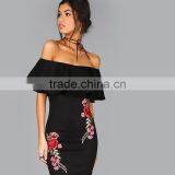 Maxnegio Hot Sale Embroidery Flower off Shoulder Stylish Casual Dresses thumbnail-4