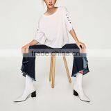 Wholesale Women Custom Top Casual Woman Hollow Buckle T-Shirt China Supplier thumbnail-4