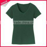 Latest Design Ladies Slim Fit v Neck High Quality Plain no Brand T-shirt thumbnail-1