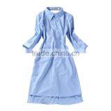 New Runway Fashion Women's Novelty Back V Open Asymmetrical Designer Shirt Dress Turn-down Collar OL Work Wear Camisa Feminina thumbnail-2