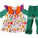 2017 Yiwu Children Clothes Fall Girls Tunic Clothing Sets Wholesale Ruffle Pants Outfit Kids Clothing Baby Clothes thumbnail-5