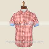 Wholesale Short Sleeve Contrast Color Check Cotton Men's Shirt thumbnail-1