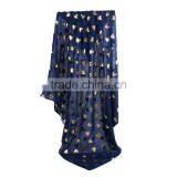 Cotton Polyester Blend Scarves & Wraps Rectangle Golden Navy Blue Heart Import Scarf thumbnail-2