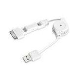 Samsung / iPad 3 In 1 Retractable USB Cable Mini USB To Micro USB Cables 0.75m
