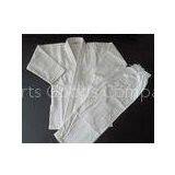 White Cotton Mens Judo Outfit Martial Arts Suit With Black / Yellow Belt thumbnail-1