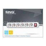 250V 10A Extension Cord Power Strip , 6 Outlet Power Bar / Strips