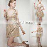 Spring New Design A-line V-neck Short/mini Sequined Evening Dress Lace Party Gowns thumbnail-1
