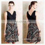 China Most Popular Sleeveless Cross Front Wrap Flared Women Jersey Dress thumbnail-1