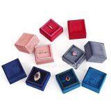 Professional Customization Square Jewelry Packaging Velvet Pink Wedding Ring Box Gift thumbnail-3