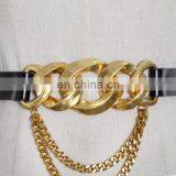 TWOTWINSTYLE Waist Sweat Belt For Women PU Patchwork Metal Chain Hollow Out Adjustable Streetwear thumbnail-5