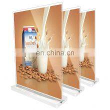 T Shape Acrylic Sign Holder Table Top Menu Card Display Stand for Hotel, Conferences, Events, Business