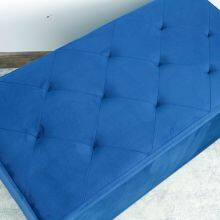 Foldable Storage Velvet Ottoman-Dark Blue thumbnail-4