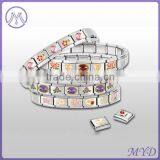 High Quality Stainless Steel Handmade Flower 9mm Italian Charms Link Bracelet thumbnail-1