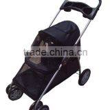 Black 4 Wheels Pet Dog Cat Stroller/trolley Black Trim thumbnail-1