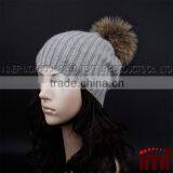 Fur Pom-Pom Cashmere Beanie Hat thumbnail-3