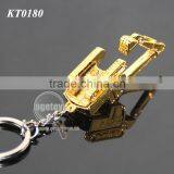 3D Excavator Shaped Three-dimensional Gold Color Alloy Metal Excavator Keychain thumbnail-6