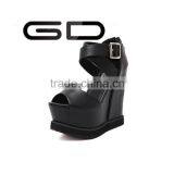 GDSHOE Girls Peep Toe High Heel Platform Chunky Wedge Heel Sandals