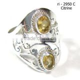 Citrine rings 925 sterling silver jewellery Handmade rings two stone ring design