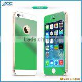 2015 New Arrived Front+Back Metallic Plating Color Tempered Glass Screen Protector for IPhone 5 5s