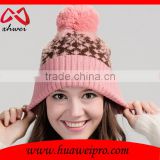 Stylish jacquard beanie Custom Colorful lovely Beanie Hat And Cap Wholesale With Pom