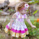 2016 newest adroable giggle moon remake girl boutique ruffle dress summer outfits